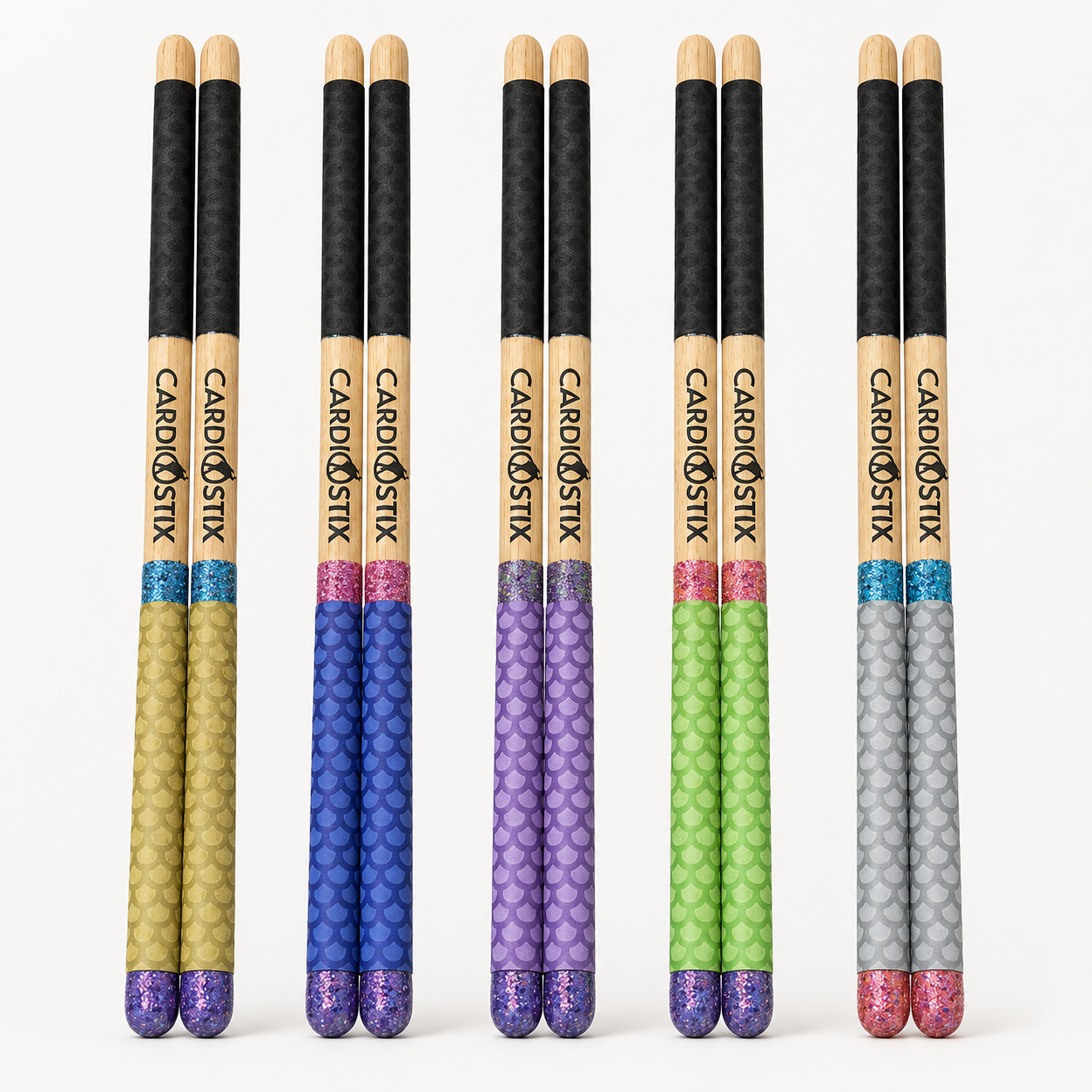 Premium Weight "Designer" Double Grip Drumsticks — 1 Pair with Bag