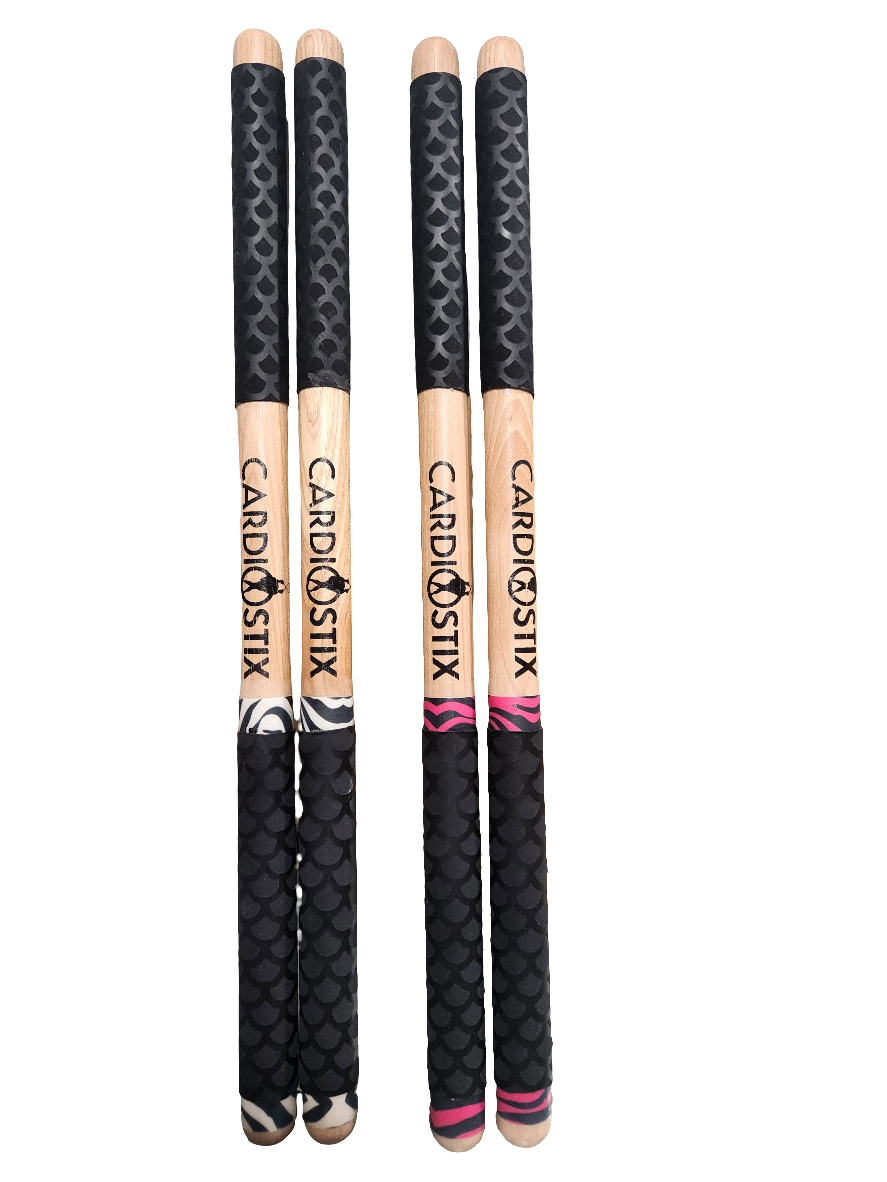 PREMIUM WEIGHT &quot;DESIGNER&quot; DOUBLE GRIP DRUMSTICKS 1 PR. W/BAG