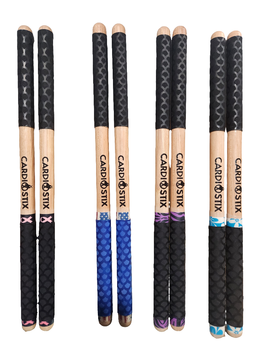 PREMIUM WEIGHT &quot;DESIGNER&quot; DOUBLE GRIP DRUMSTICKS 1 PR. W/BAG