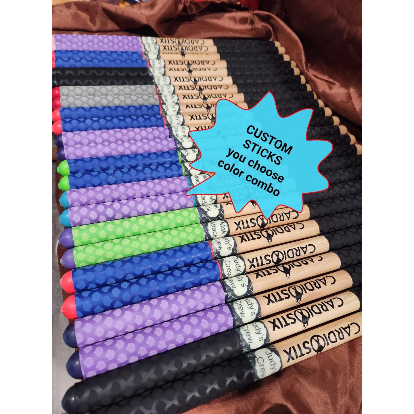 Custom engraved premium weighted drumsticks with personalization and bag