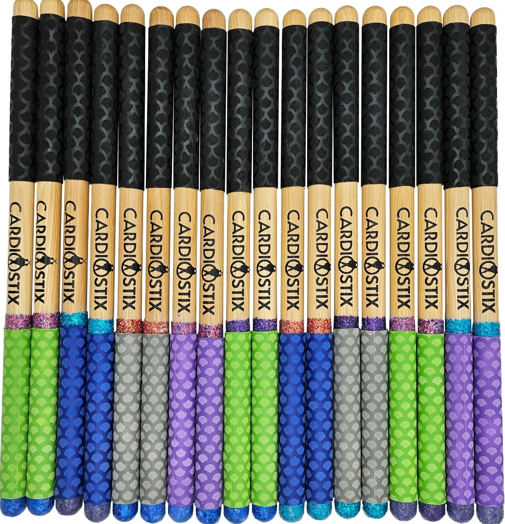 DOUBLE GRIP  PREMIUM GLITTER SURPRISE WEIGHTED DRUMSTICKS WITH FREE CARRY BAG