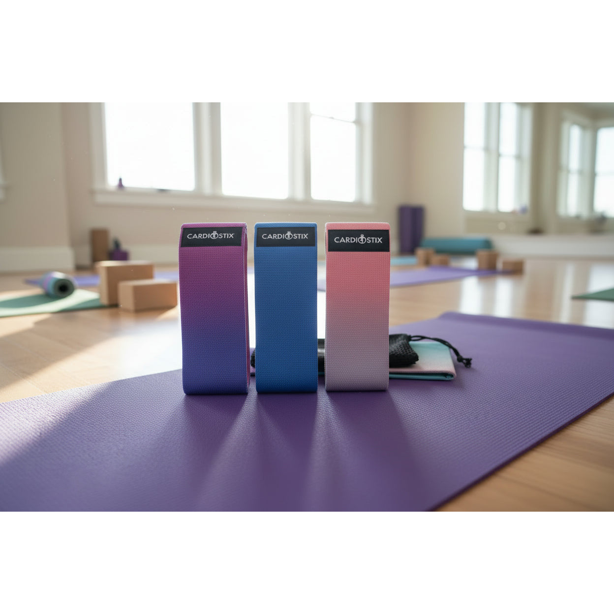 Tie-dye resistance bands 3-pack with carrying bag