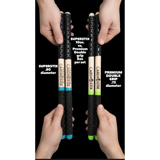 Superstix 10oz premium drumsticks heaviest cardio drumming sticks