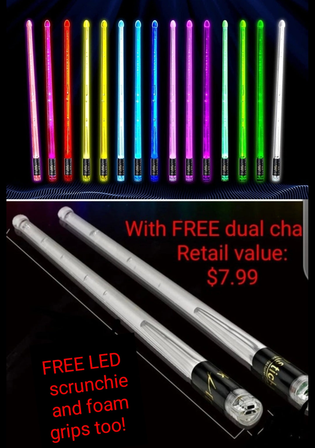 RECHARGEABLE DRUMSTICKS &amp;MORE lighted goodies!