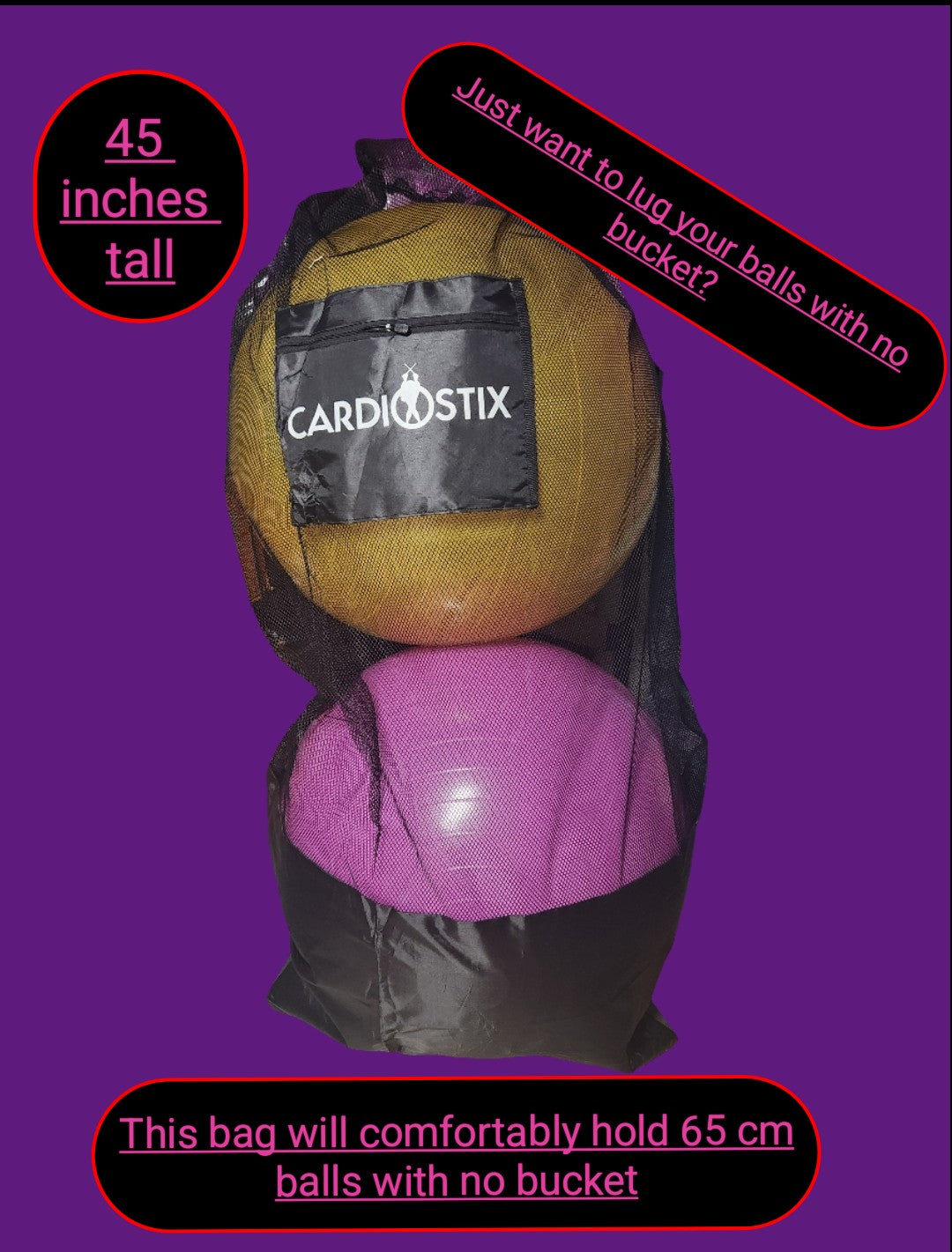 CARDIOSTIX CARDIO DRUMMING BUCKET BALL HAULER (this is the mesh bag only!)