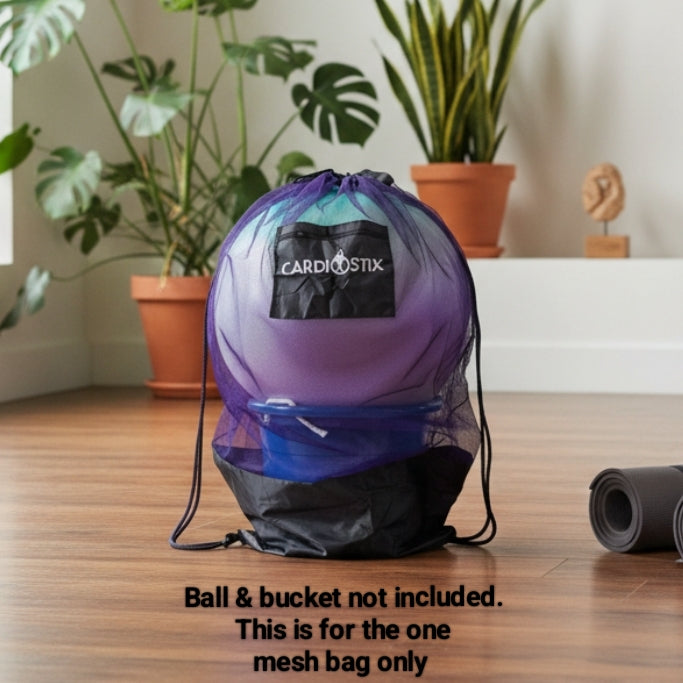 Cardiostix ball hauler mesh carry bag with drawstring and handles