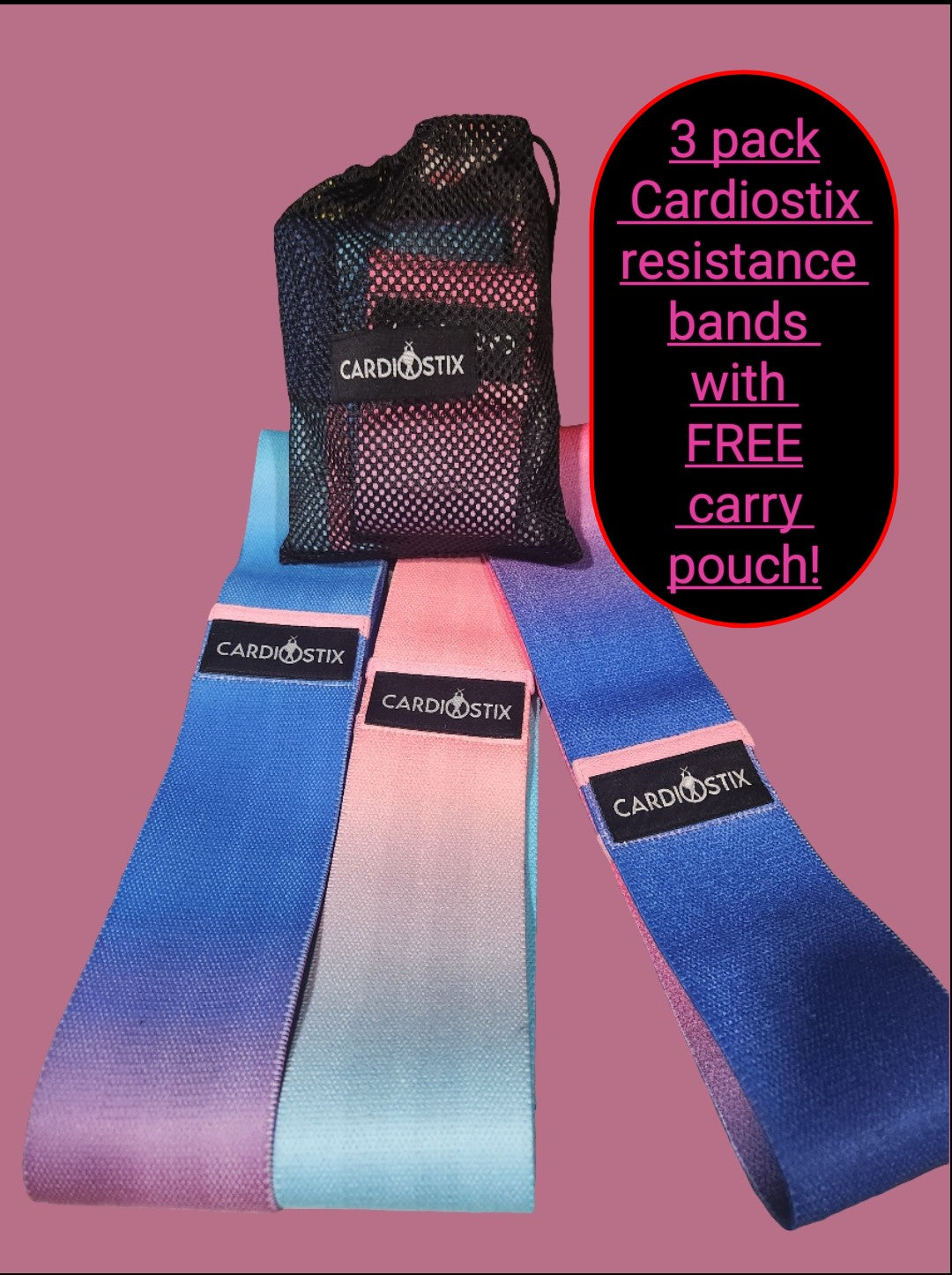 TIE DYE RESISTANCE BANDS WITH FREE CARRY BAG!