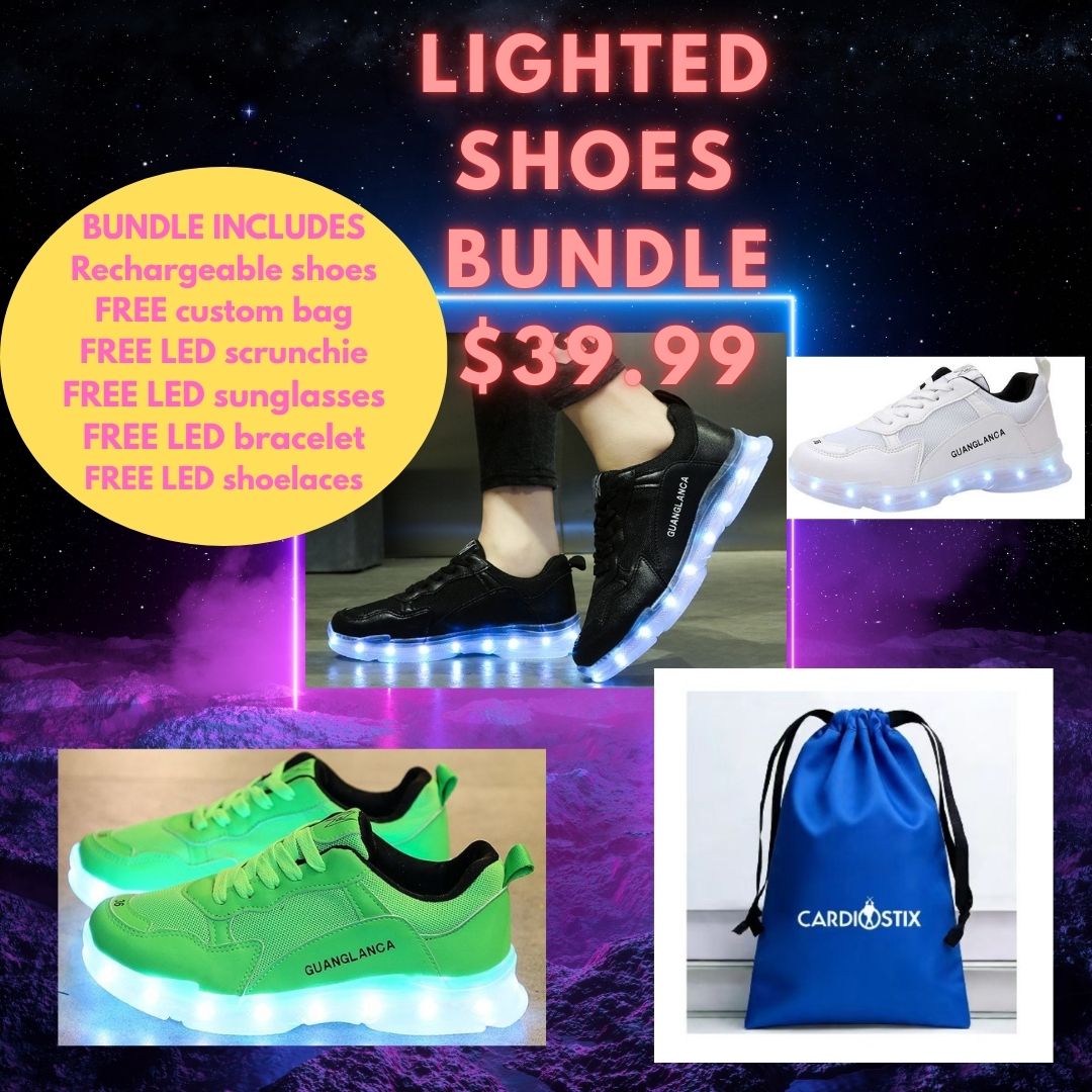 Rechargeable light-up sneakers with free LED accessories bundle