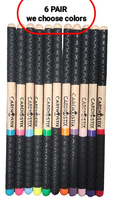 6 PAIR PREMIUM DOUBLE GRIP STICKS ONLY (We choose colors)