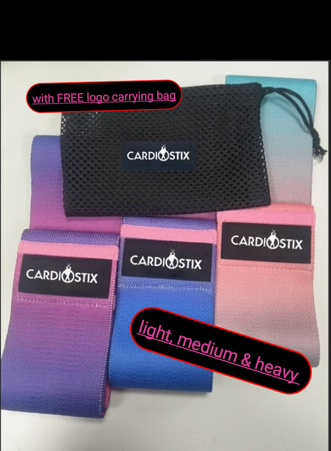 TIE DYE RESISTANCE BANDS WITH FREE CARRY BAG!